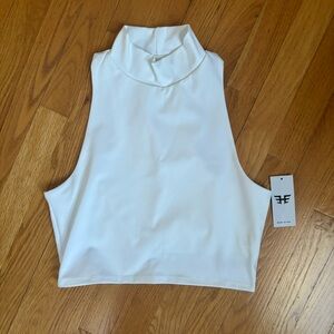 Heroine Sport cropped white turtleneck racerback top , NWT, size M